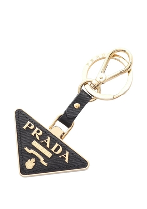 Prada Pre-Owned 2021 triangle-logo leather keyring - Gold