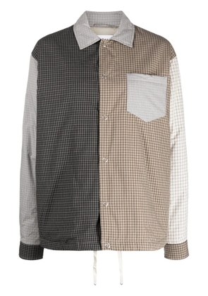 Tanaka plaid-check colour-block cotton shirt - Brown