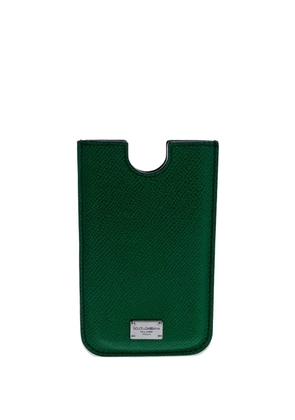 Dolce & Gabbana Pre-Owned textured leather phone case - Green