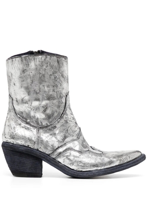 Madison.Maison laminated leather ankle boots - Silver
