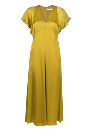 Tela V-neck satin-finish dress - Green