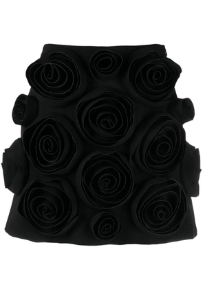 Viktor & Rolf rose-appliqué miniskirt - Black