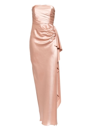 Michelle Mason strapless gathered silk gown - Pink