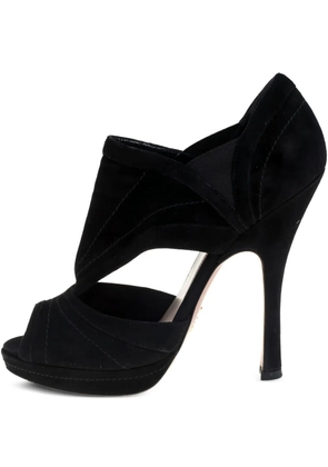 Prada Pre-Owned suede cut-out platform booties - Black