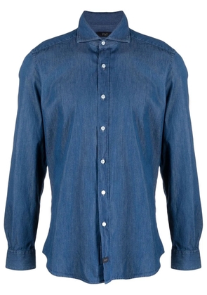 Fay slim-fit denim cotton shirt - Blue