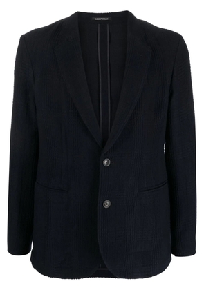Emporio Armani plaid-check texture single-breasted blazer - Blue