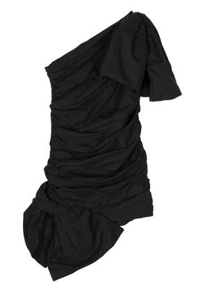 pushBUTTON bow one-shoulder minidress - Black