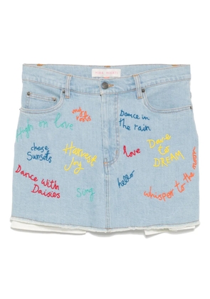 Mira Mikati beaded word denim skirt - Blue