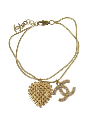 CHANEL Pre-Owned 2001 heart-charm bracelet - Gold