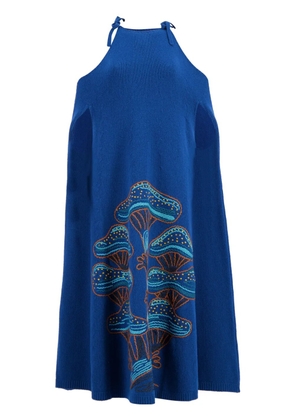 PAULA embroidered knitted dress - Blue