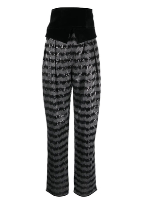 Emporio Armani striped sequinned tailored trousers - Black