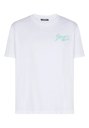 Balmain brush logo-print T-shirt - White
