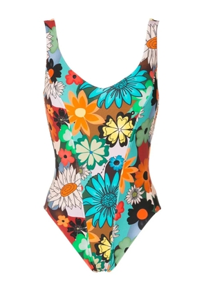 Amir Slama floral-print open back swimsuit - Multicolour