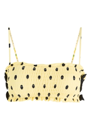 DAMSON MADDER polka dot ruffled bikini top - Yellow