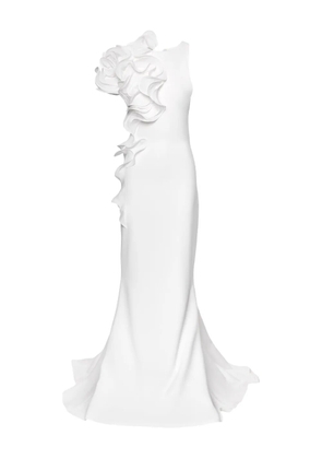 Ana Radu ruffled-appliqué gown - White