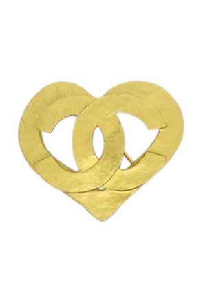 CHANEL Pre-Owned 1995 CC heart-motif brooch - Gold