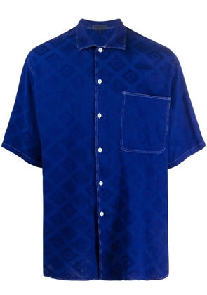 Gianfranco Ferré Pre-Owned 1990s patterned-jacquard short-sleeved shirt - Blue