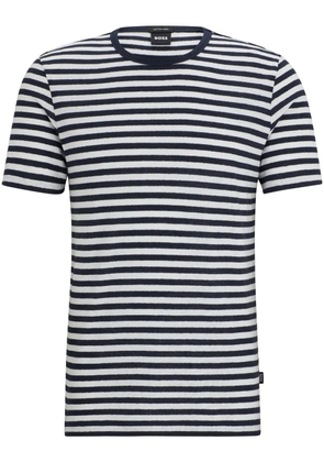 BOSS striped cotton-linen T-shirt - Blue