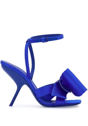 Ferragamo asymmetric-bow satin sandals - Blue