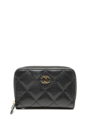 CHANEL Pre-Owned 2021-2025 CC Quilted Caviar Zip Purse coin pouch - Black