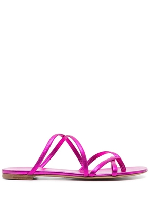 Casadei metallic leather slides - Pink