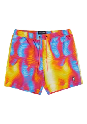 Psycho Bunny Montgomery wave-print swim shorts - Red