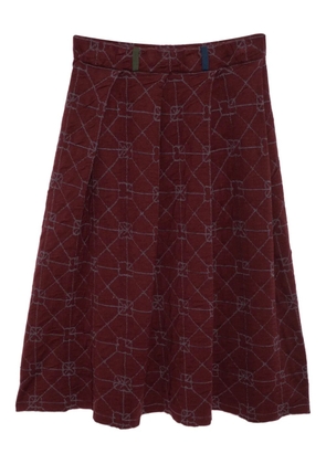 YANYAN KNITS pattern-intarsia pleated skirt - Red