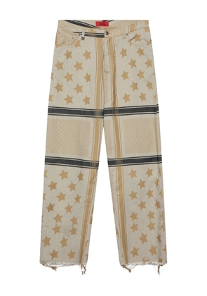 424 star-pattern frayed trousers - Brown