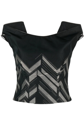 Gemy Maalouf V-back chevron-pattern top - Black