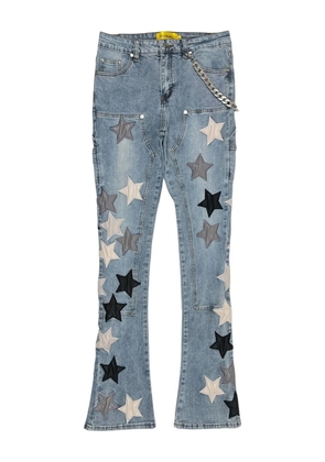 GUAPI star-patches chain-link denim jeans - Blue
