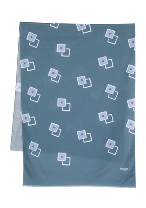 Barba graphic-print frayed scarf - Blue