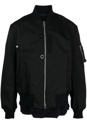 sacai layered band-collar bomber jacket - Black