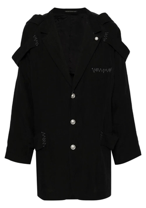 Yohji Yamamoto contrast-stitch single-breasted blazer - Black