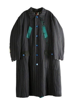 COMMUNS appliqué-detail striped coat - Black