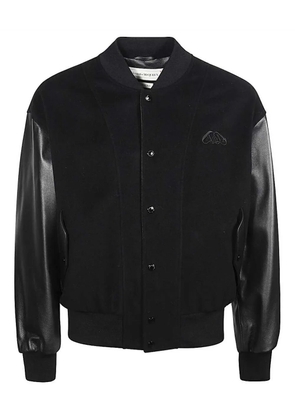 Alexander McQueen Seal-appliqué bomber jacket - Black