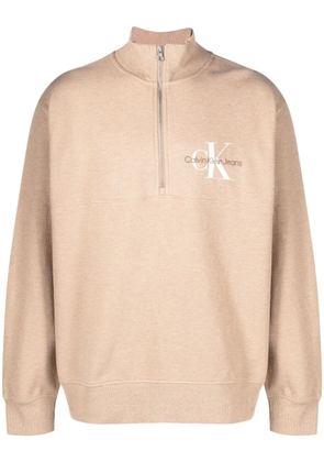 Calvin Klein Jeans monologo waffle high-neck sweatshirt - Neutrals