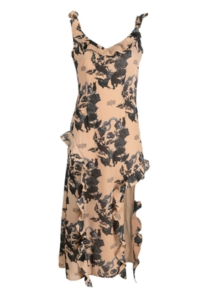 Rokh ruffle detail long dress - Neutrals