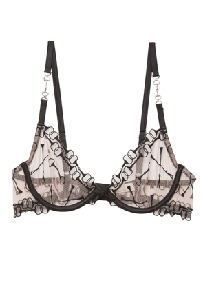 Fleur Du Mal Equestrian-embroidered demi bra - Black
