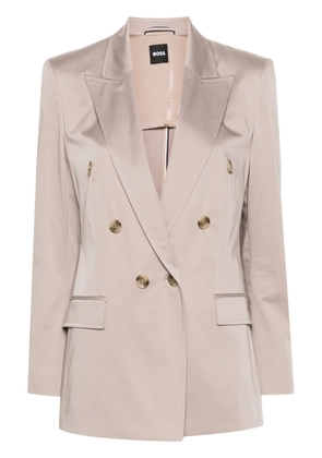 BOSS double-breasted satin blazer - Neutrals