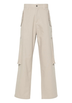 Represent embroidered-logo cotton trousers - Neutrals