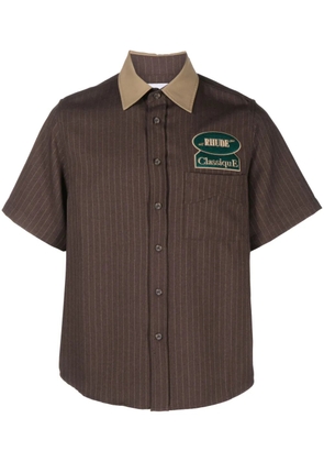 RHUDE stripe-print twill shirt - Brown