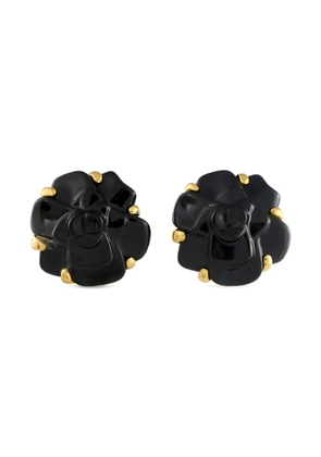 CHANEL Pre-Owned 18K gold Camelia ceramic earrings