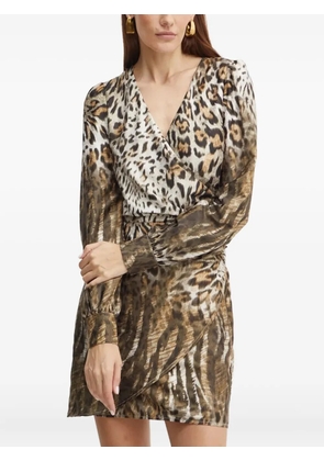 GUESS USA long-sleeve animal-print mini dress - Brown