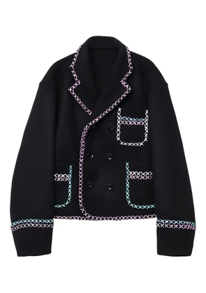 Anrealage double-breasted embroidered short coat - Black