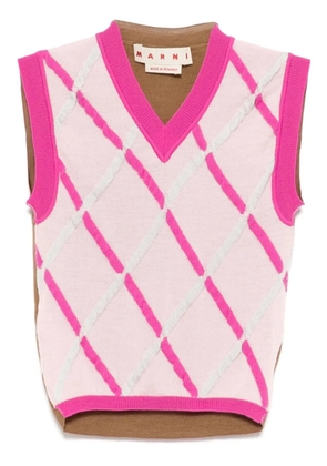 Marni diamond pattern sleeveless knitted top - Pink