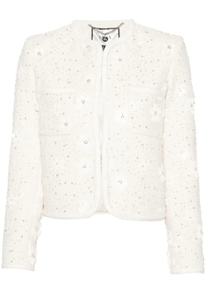 NISSA floral-appliqué bouclé jacket - Neutrals