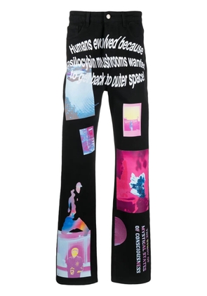 MSFTSrep graphic-print straight-leg trousers - Black