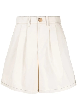 Kimhekim contrast-stitching wide-leg cotton shorts - White