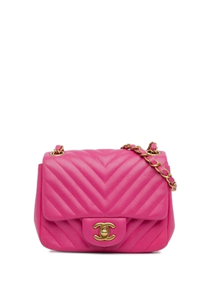 CHANEL Pre-Owned 2015-2016 Mini Square Classic Lambskin Chevron Flap crossbody bag - Pink