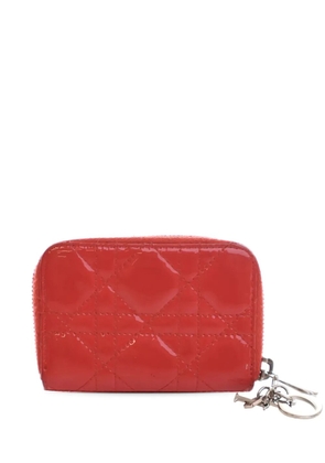 Christian Dior Pre-Owned 2014 Patent Cannage Lady Dior Voyageur Coin Purse small wallets - Red